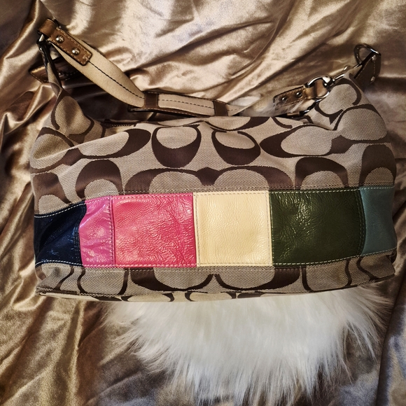 Coach Signature Multicolor Patchwork Shoulder Bag - Picture 3 of 5